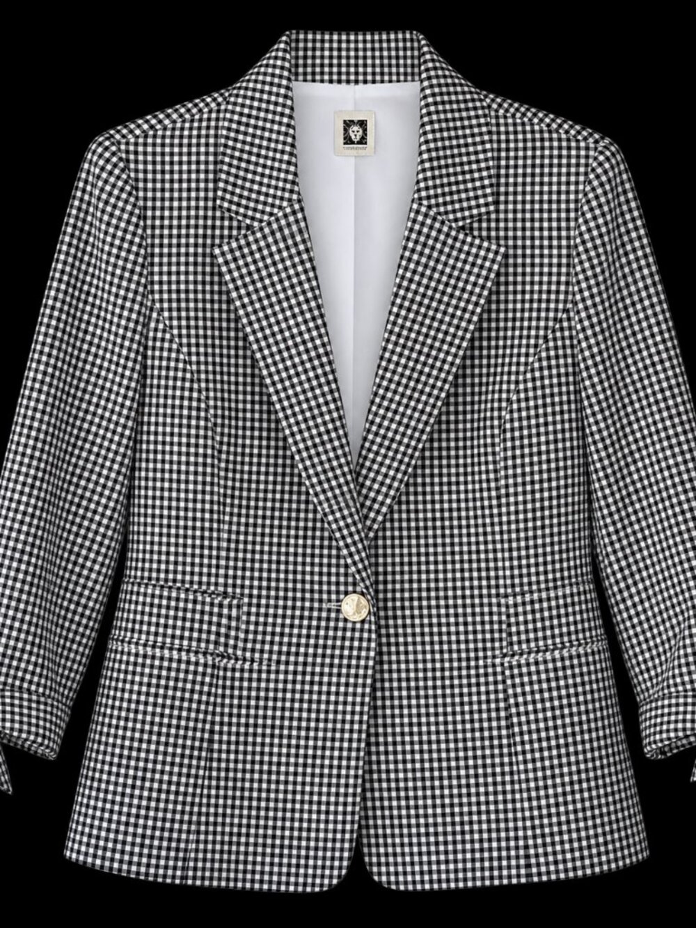 Anne Klein Black-White Gingham Blazer